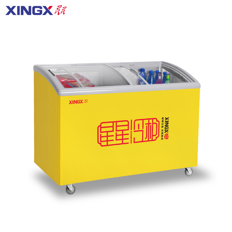 星星(xingx)展示柜商用冰柜326升 冷藏冷冻单温转换玻璃门卧式冷柜平