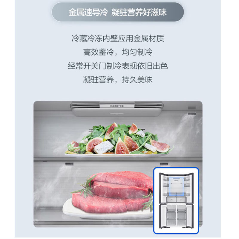 三星(SAMSUNG)501升AI神冰箱 超薄嵌入式四开门冰箱 一级能效变频三系统 RF50DG515101S 皎月白
