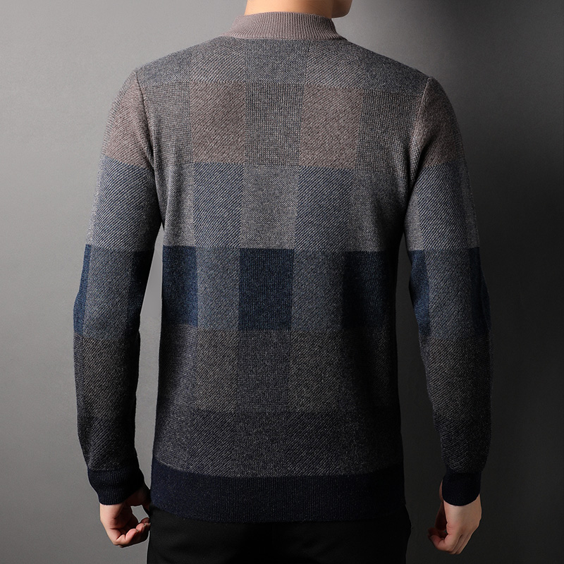 恒源祥男100纯羊毛衫厚款半高领2024春秋新款针织衫百搭打底毛衣高清大图