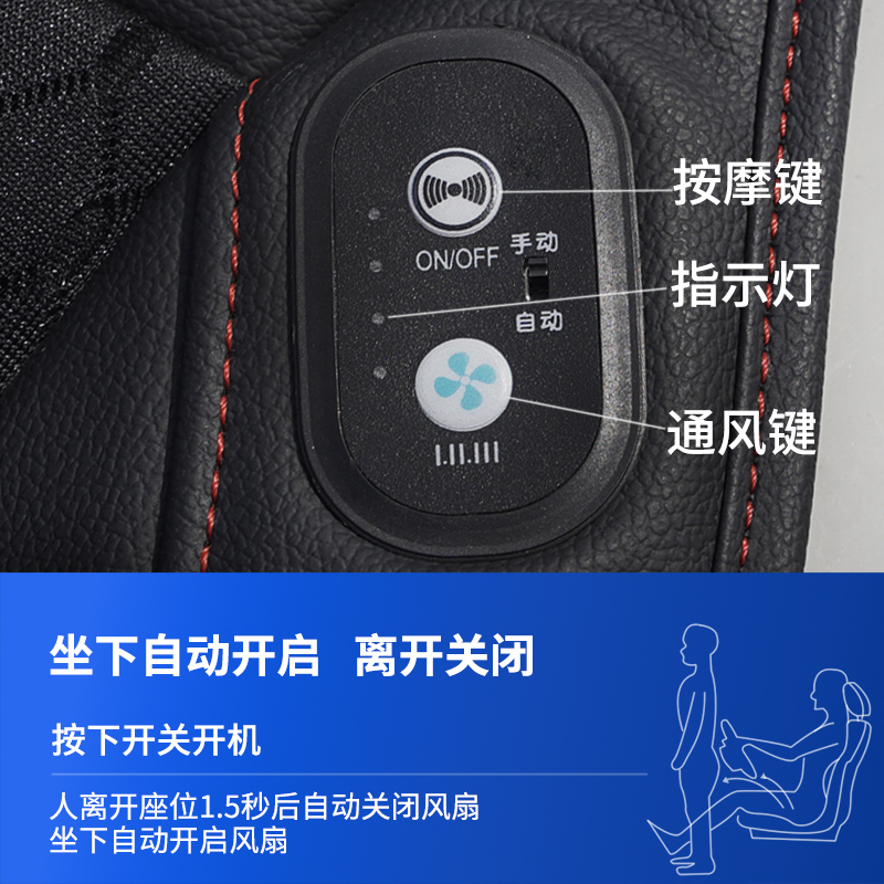 [24V粉色单座按摩款12风机]汽车通风坐垫夏季制冷吹风座椅垫夏天冰丝透气散热货车带风扇