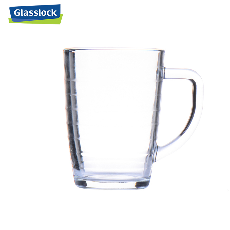 三光云彩(GLASSLOCK)韩国进口钢化玻璃水杯马克杯带把手加厚耐摔透明杯子RM403茶杯牛奶杯耐高温杯子350ml