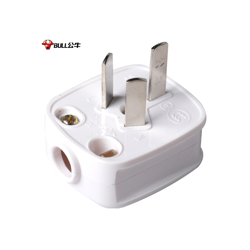 BULL公牛 电工附件 单相三级可拆三脚插头 10A 250V GNT-10 10个装