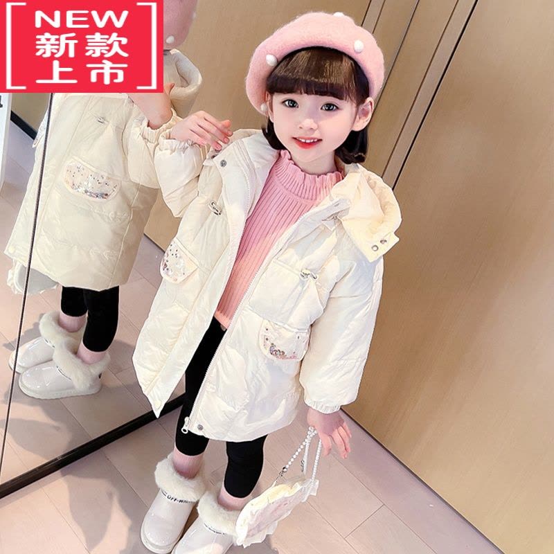 可莉允女童冬季加厚羽绒服女宝宝洋气韩版中长款羽绒棉服小儿童休闲冬装图片