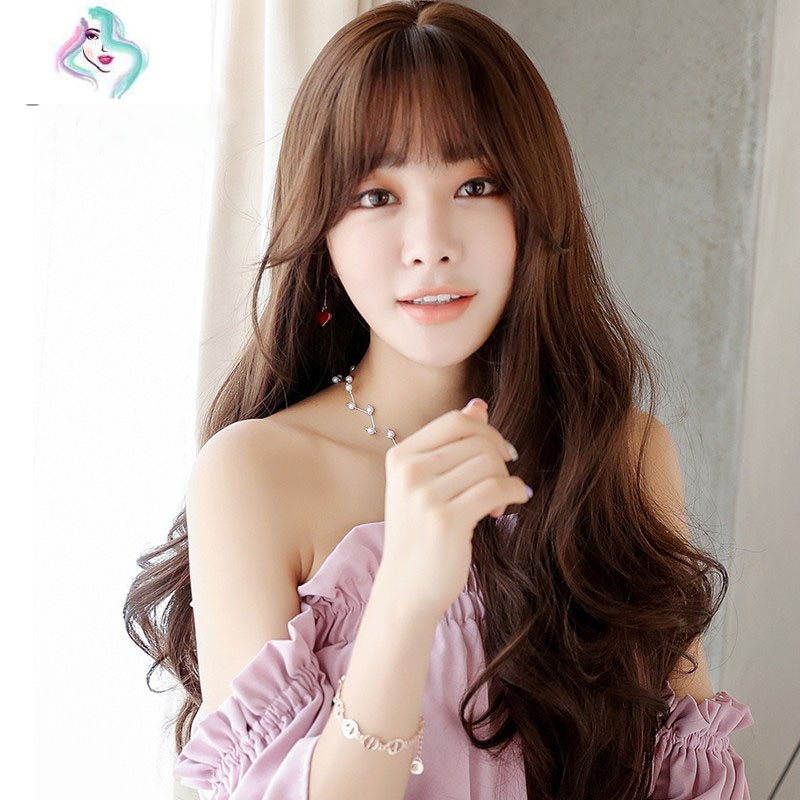 假发女长发长卷发浪蓬松自然可爱逼真微卷刘海中长发全头套mm你那么美