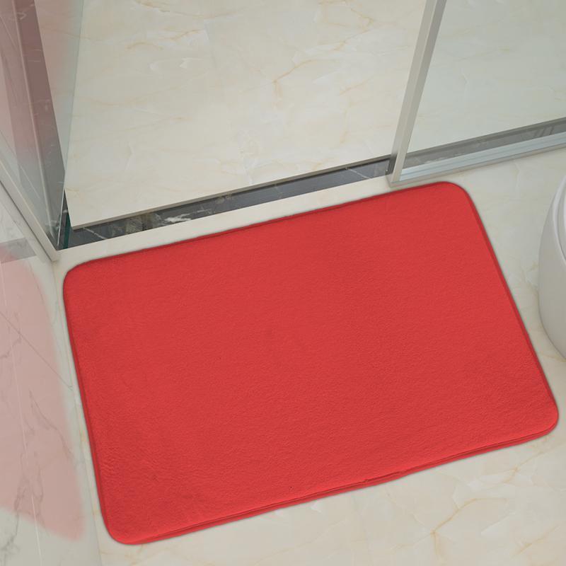 美帮汇吸水卫浴地垫垫卫生间浴室垫子厨房防滑家用厕所脚垫地毯 大红色 0.6×1.6米（床边地毯）