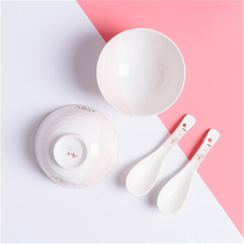 雅诚德(Arst) 日式陶瓷半色釉盘面饭汤碗碟勺子餐具套装S17-151 2碗2勺