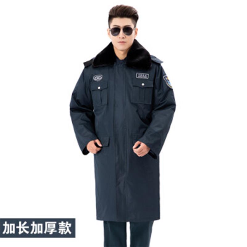 皖川2011新式保安服WC-038 冬装棉服加厚保安大衣冬季防寒工作服墨绿中长款 170/L 加厚加长款墨绿
