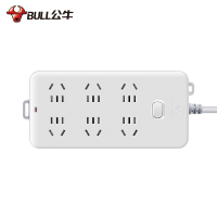 公牛(BULL)GN-109K全长5米六插孔总控开关带保护门大孔间距插座/接线板/排插/拖线板/插排白色