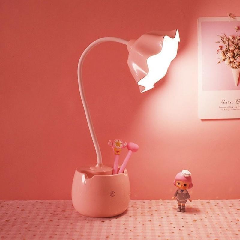 led台灯护眼学习usb充电灯阅读保视力台灯卧室床头灯温馨 小号粉色