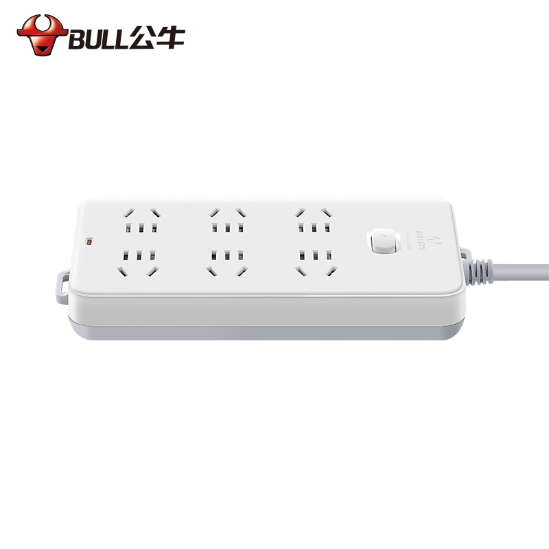 公牛(bull)GN-109K全长1.8米六位带儿童安全保护门总控开关新国标线芯加粗插座插排插线板拖线板接线板白色