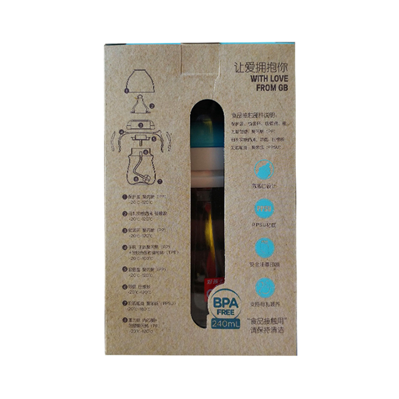 母乳实感宽口径握把吸管PPSU奶瓶300ml-粉红(小饿魔系列)