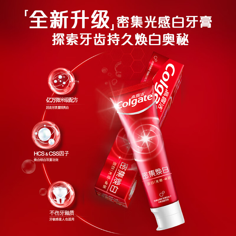 高露洁(Colgate)密集焕白美白牙膏 含氟清爽薄荷味120g高清大图