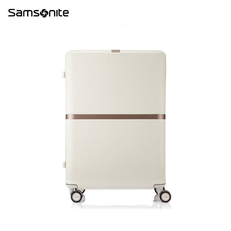 新秀丽(Samsonite)流金箱 拉杆箱行李箱 铝质LOGO条时尚条纹旅行箱 大容量行李箱HH5 象牙白 20英寸高清大图