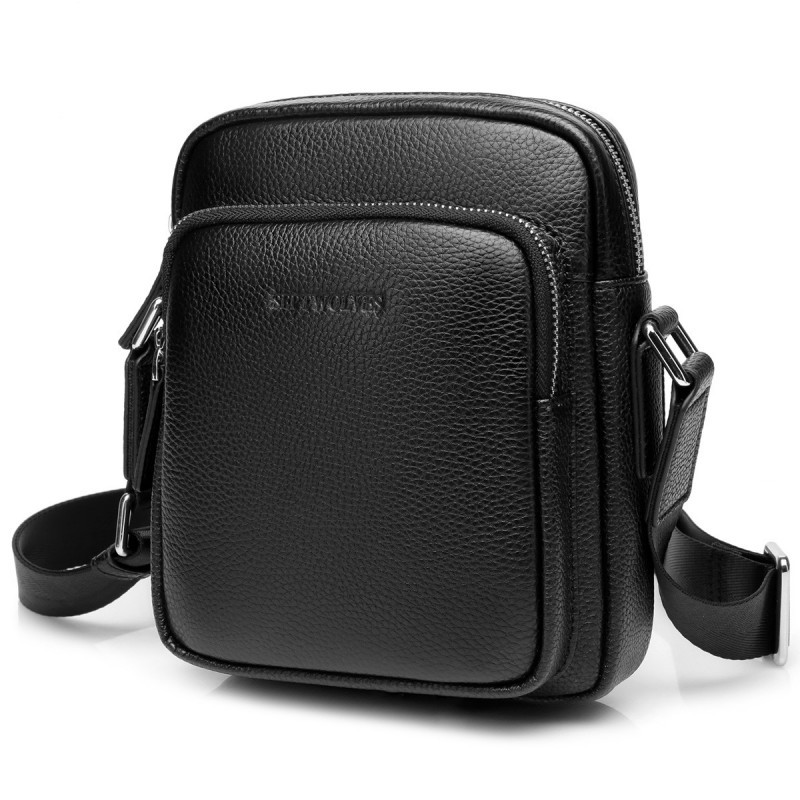 七匹狼septwolves真皮斜挎包男休闲商务包功能牛皮男士包包单肩包正品