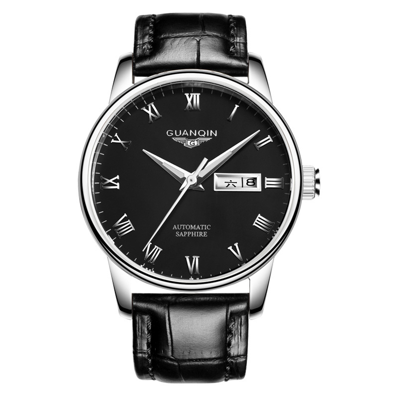 冠琴手表男机械表全自动真皮带防水夜光男表潮流男士腕表机械表