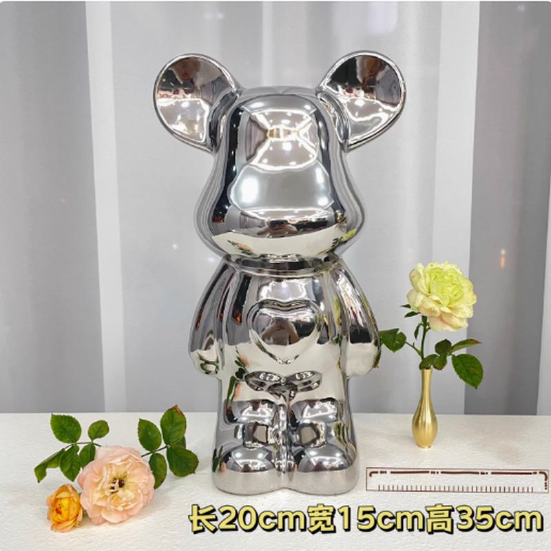 陶瓷轻奢暴力熊摆件可存钱 20×15×35cm (银 金 白 蓝 粉 颜色需备注)