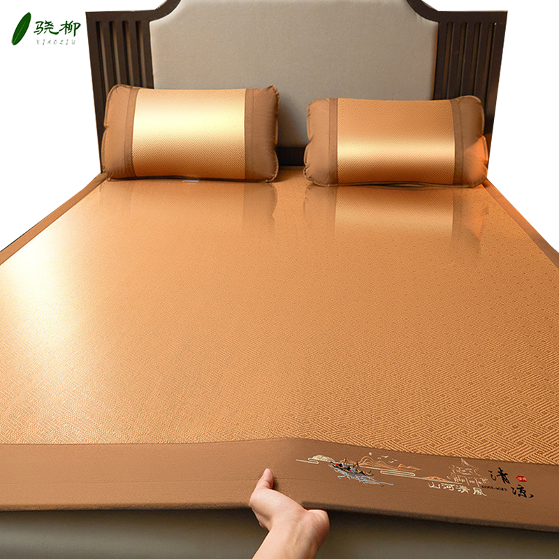 清风古典三明治藤凉席三件套 1.8*2米床/套高清大图