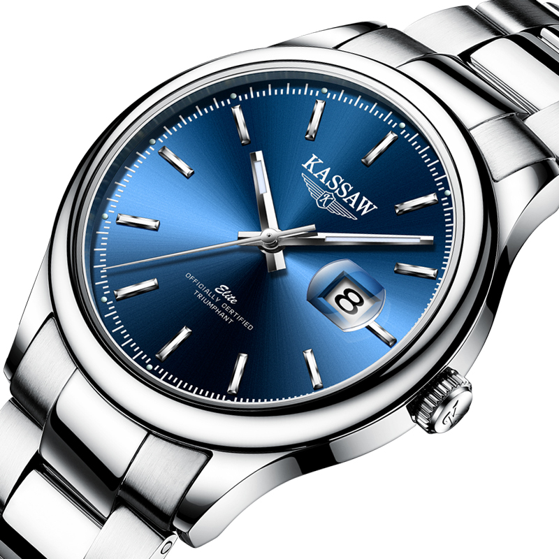 卡梭kassaw手表男自动机械表防水复古时尚商务夜光男表大表盘男士表k