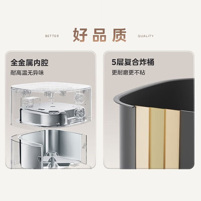 美的5L可视空气炸锅MF-KZE5089智能控温健康少油一键操作简便快捷多种食谱满足全家口味高清大图