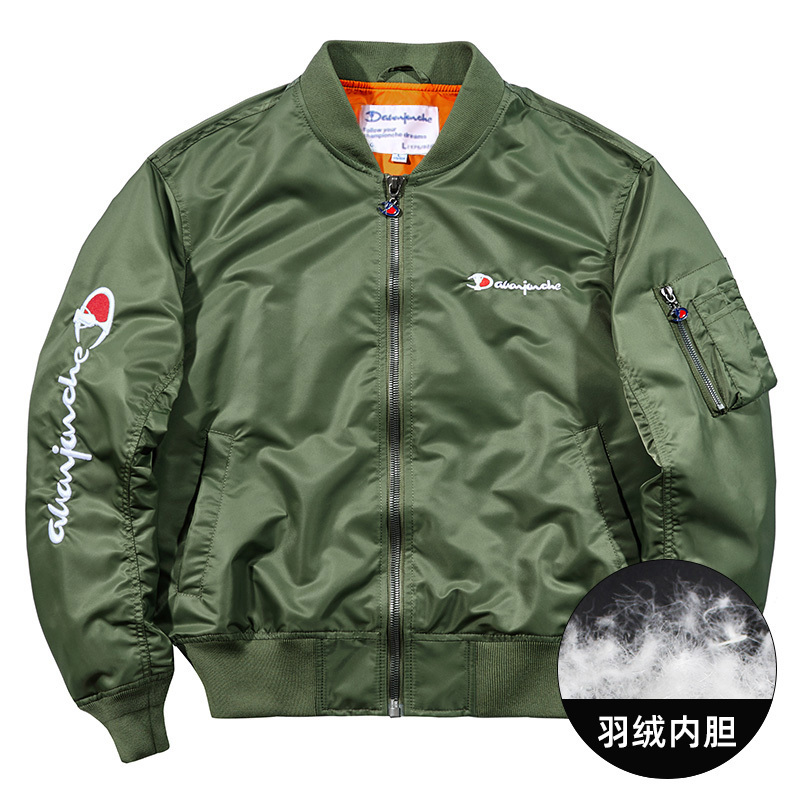 冠军车羽绒服女轻薄短款教练夹克男外套新款大码时尚男士上衣潮流