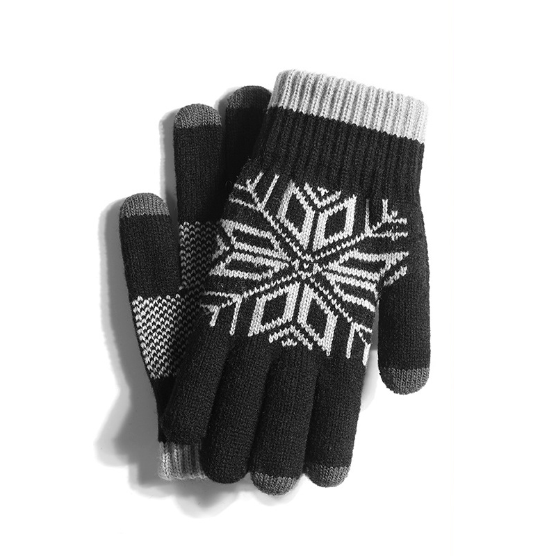 啄木鸟羊毛手套男士冬季针织可触屏保暖加厚加绒开车骑行毛线手啄 款式二