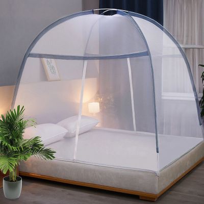 免安装蒙古包蚊帐家用1.8米床1.5m学生1.2米帐篷单人0.9m 经典-灰 1.2米床【1.2米x2米】加密加高