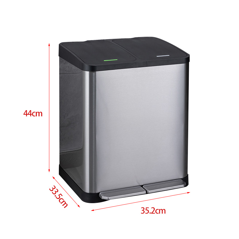 创世人 垃圾分类垃圾桶家用厨房环保家庭干湿不锈钢大号脚踏带盖双桶18L高清大图