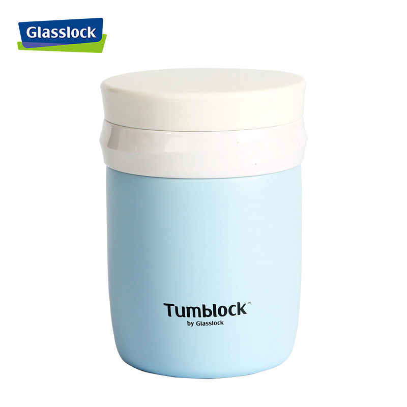 三光云彩(GLASSLOCK)GTL3211B保温杯真空焖烧杯380ml便携式304不锈钢学生保温桶蓝色焖烧罐饭盒