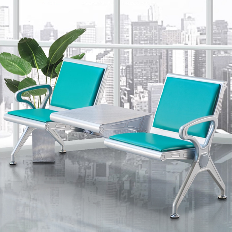 中豫鑫泽 ZYXZ5021045 连排椅机场椅公共座椅长椅等候椅 加厚款二人位加茶几绿色坐垫高清大图