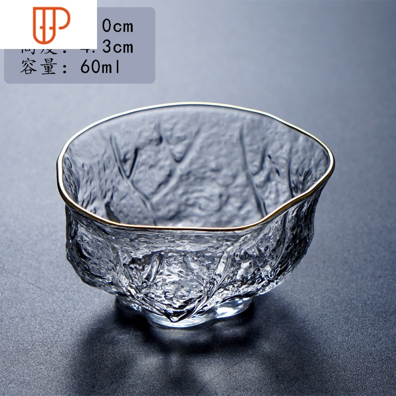 日式纯手工锤目纹玻璃品杯玻璃茶具锤纹玻璃杯茶杯杯子国泰家和核桃纹