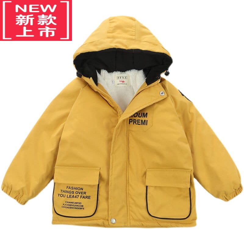 可莉允男童冬装加厚派克服2022新款洋气儿童韩版加绒外套8中大童9帅气潮棉服图片
