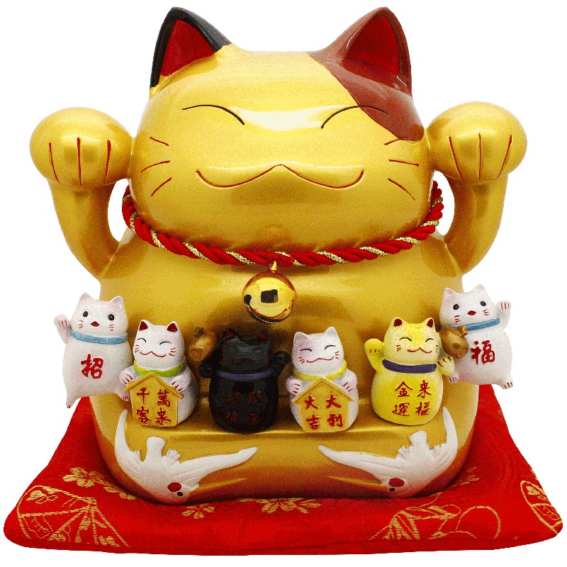 正品猫摆件储蓄罐店铺开业礼品家居客厅陶瓷创意大中 三维工匠 中号号富贵有余女神猫_989