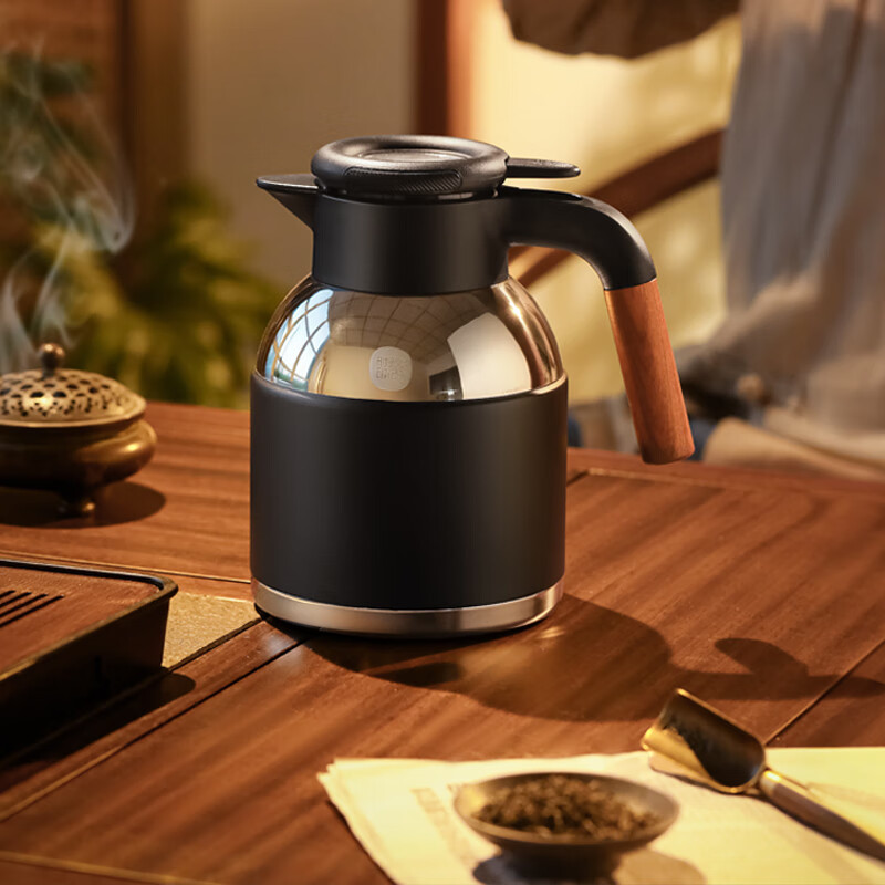 焖大师(MENDASHI) 时光印记铂金套装 焖茶杯壶 商务套装机械温显焖泡壶 随行杯SG1850T高清大图