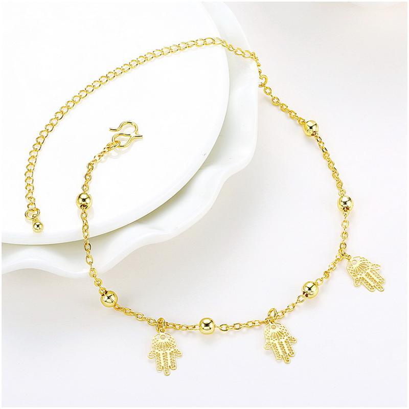 A047-A Women 18K yellow gold anklet jewelry 镀黄金色女脚链潮