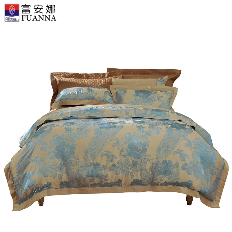 富安娜(FUANNA)家纺提花四件套婚庆床品1.8m床双人床上用品欧式宫廷风床单被套