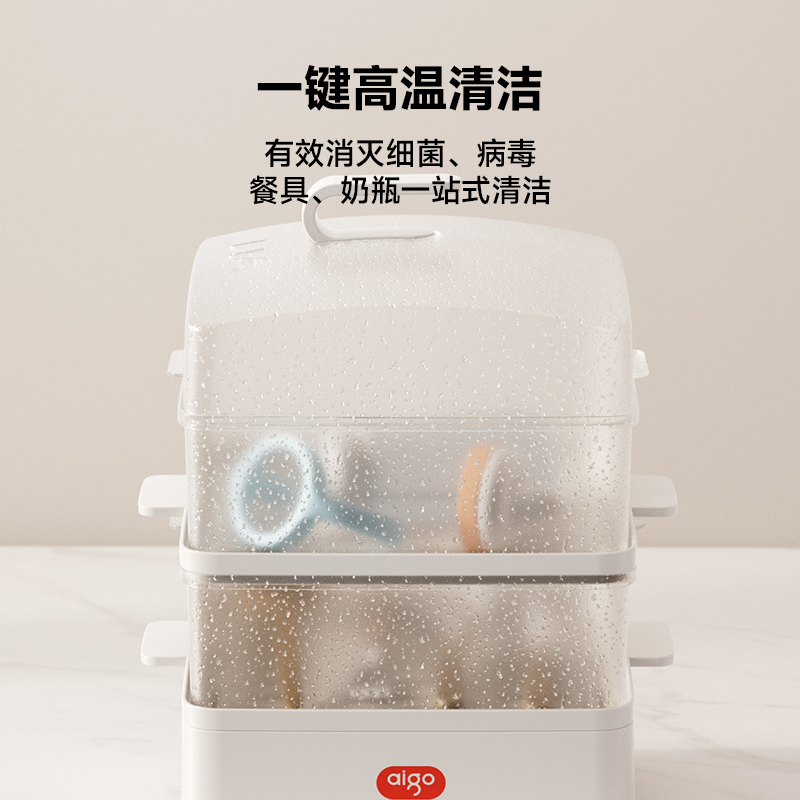 爱国者(aigo) 炖蒸一体家用多功能蒸包子锅电热锅电蒸笼 18L 白色 ADZG-80W01高清大图