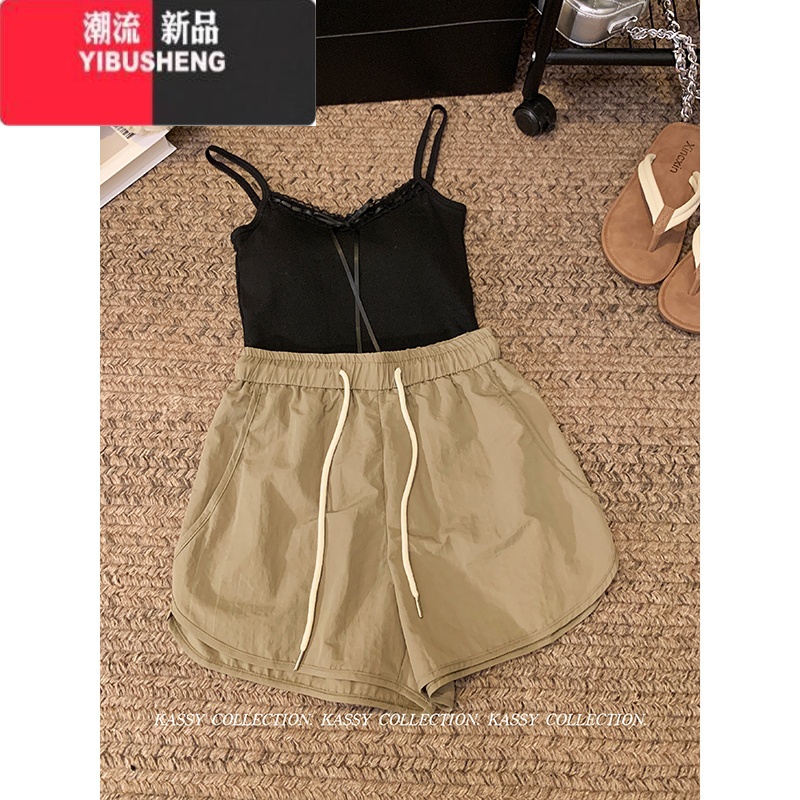 YIBUSHENG2024新款速干ins彩色多巴胺沙滩短裤季百搭宽松运动休闲裤女潮高清大图
