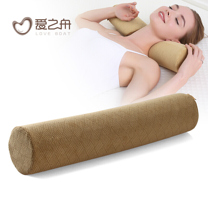 爱之舟慢回弹格纹护颈椎枕头圆枕圆形糖果枕护颈枕颈枕记忆枕头