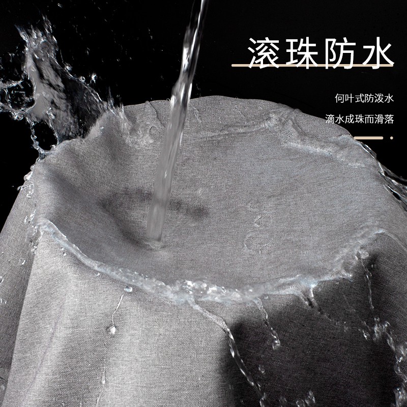 仿亚麻浴帘套装免打孔加厚隔断帘窗帘北欧洗澡淋浴防水挂帘浴室帘 三维工匠高清大图