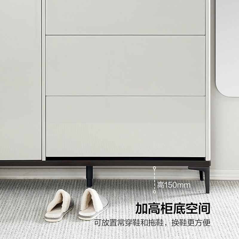 全友家居现代极简小户型玄关纤薄柜身翻斗鞋柜高清大图