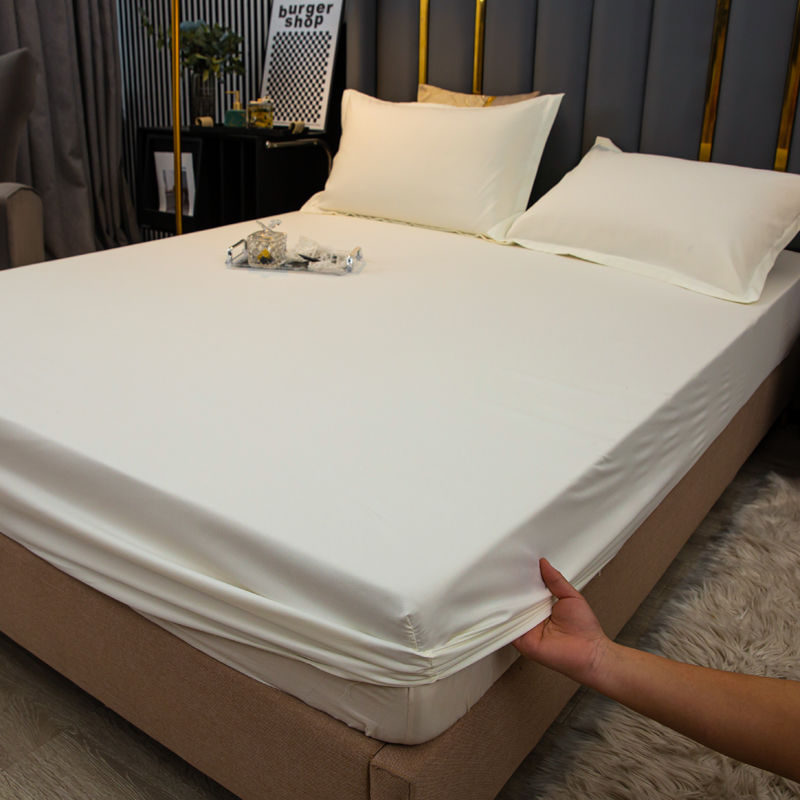 纯色床笠单件床套床罩席梦思防尘套床单保护罩厚垫全包防滑 白色亲肤水洗棉 180*220cm(床笠单件)