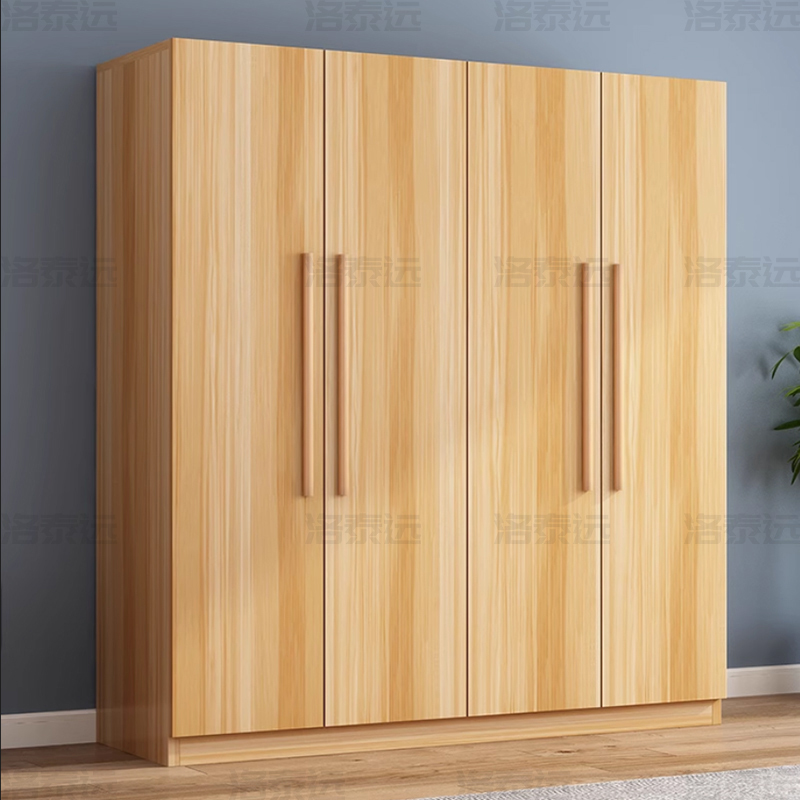 洛泰远 LTY4022322 简约木质衣柜衣服收纳柜 浅胡桃色四门1400*400*1800mm