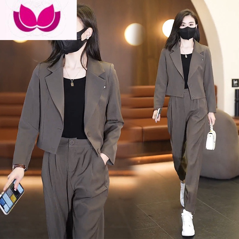 七斓职业套装休闲时尚女士2023新款小西装套装小个子穿搭一整套高清大图