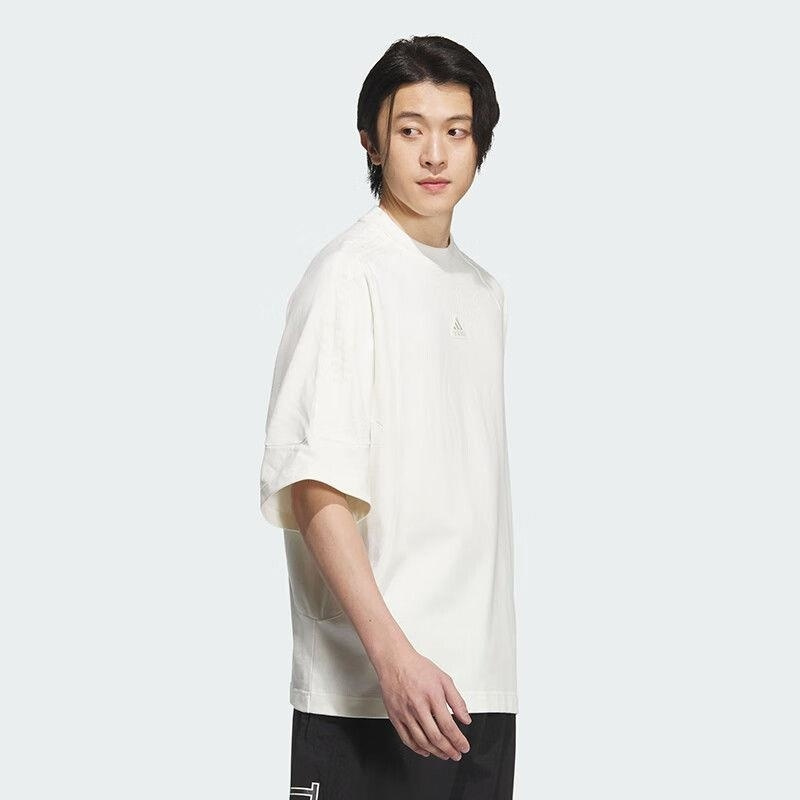 adidas/阿迪达斯男女装 三条纹情侣运动休闲短袖T恤 JI6643 C