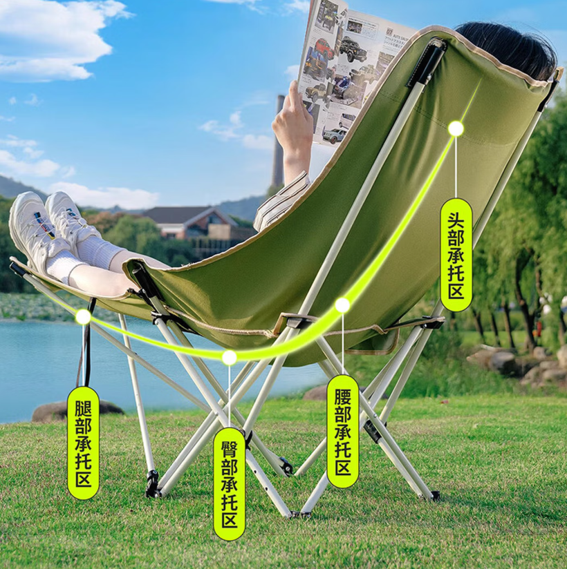 趣游帮 经典款四挡可调躺椅(Y502)旷野绿高清大图
