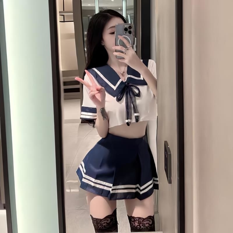 夜酥性感情趣内衣激情火辣学生套装jk制服诱惑水手服挑逗睡衣战袍高清大图