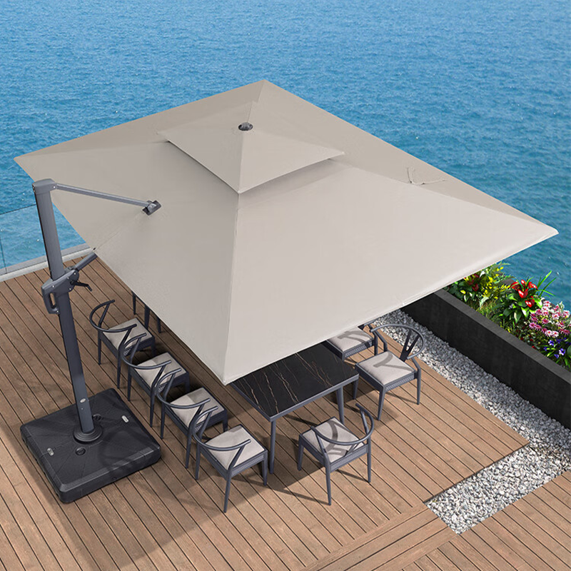 紫叶户外伞庭院伞花园别墅室外罗马伞太阳伞 sunbrella户外遮阳伞 3x4米月岩灰【保10年不褪色500斤水箱】