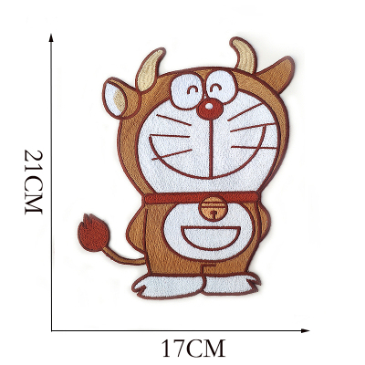 牛角哆啦a梦时尚刺绣动物图案卡通动漫衣服羽绒服破洞缝补布贴补衣贴