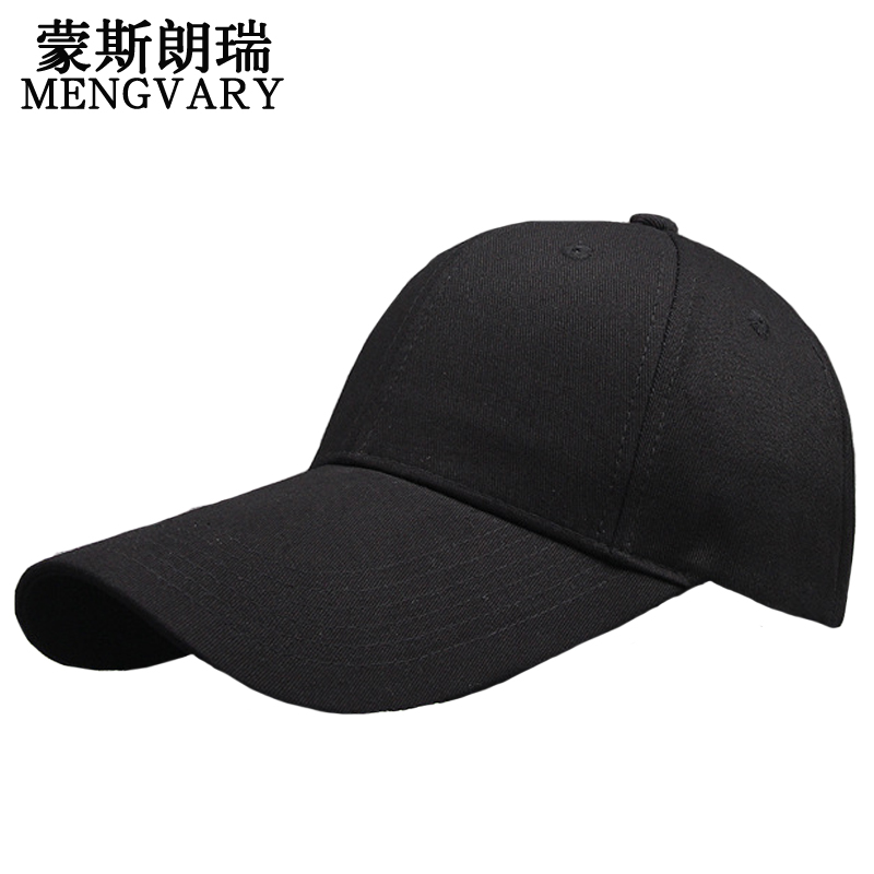 蒙斯朗瑞 棒球帽男女韩版纯色帽子男春夏户外休闲百搭鸭舌帽光板遮阳防晒嘻哈帽明星同款 黑色加长帽檐