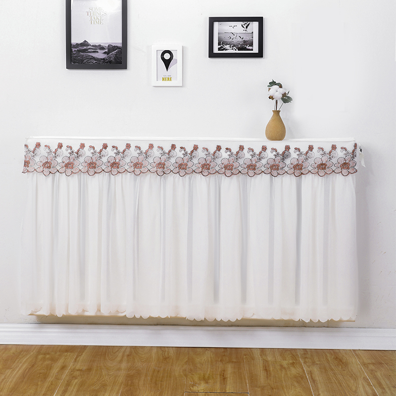 暖气片装饰罩布艺简约防尘罩套家用老式遮挡帘防熏黑蕾丝盖布刺绣七瓣